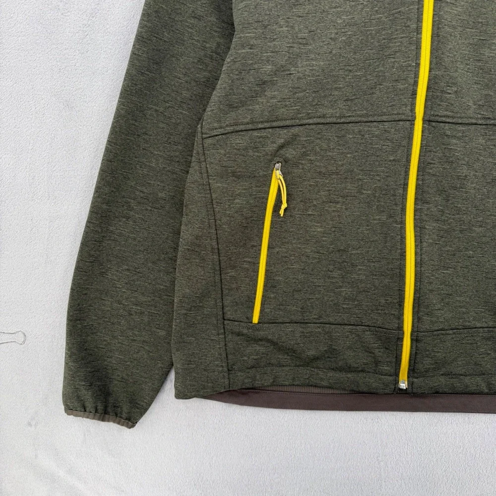 The North Face Mens Full Zip Jacket Olive Green Trim‎ Mock Neck Fleece Size XL